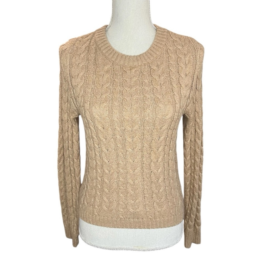 American Eagle outfitters tan Cable Knit Sweater preppy heritage academia